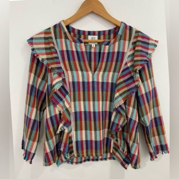 Anthropologie dRA Los Angeles Kelsey Plaid and Fringe Top. Size XS. - Picture 1 of 12